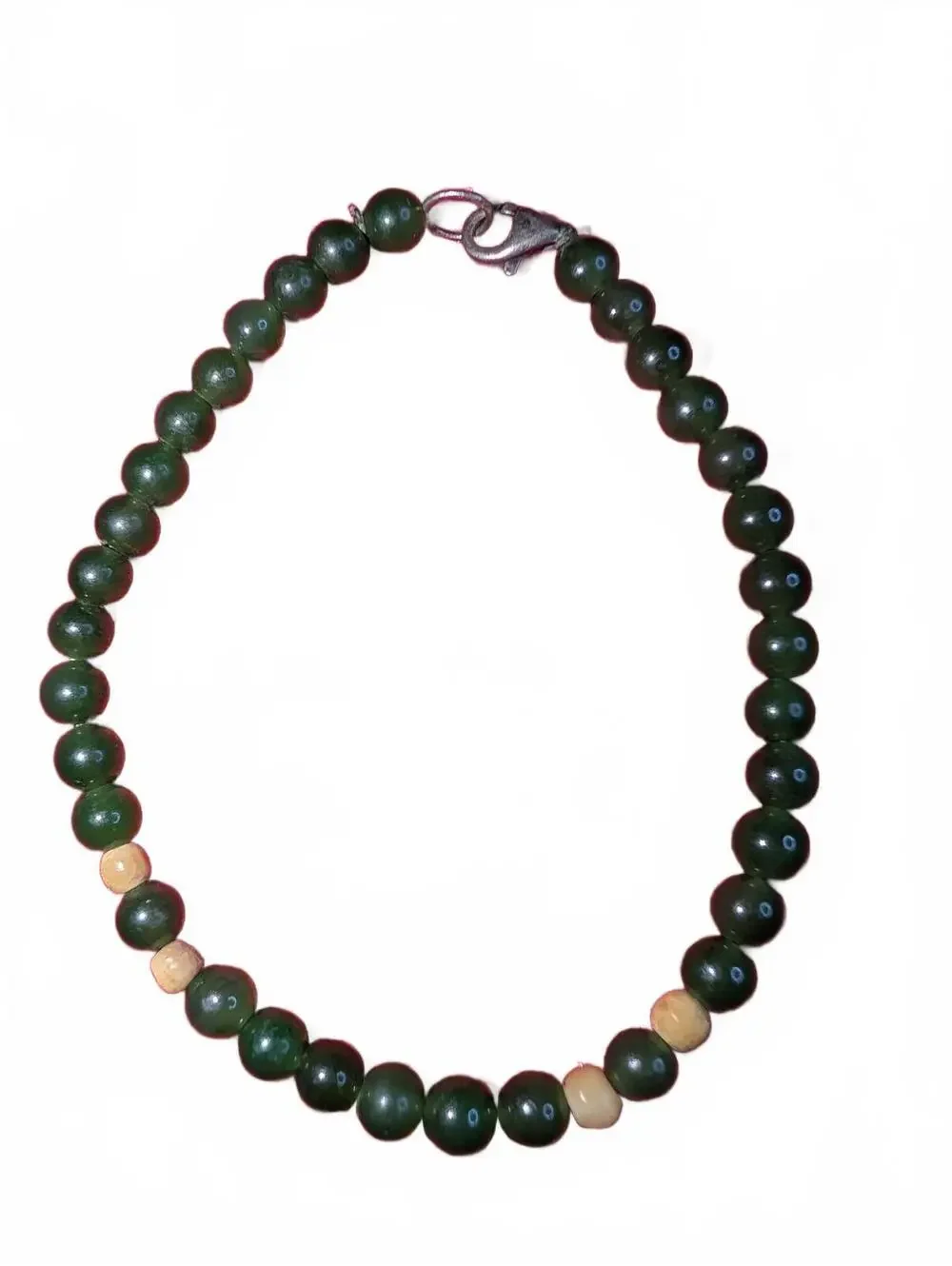 Beaded Green and Beige Stone bracelet with Lobster Clasp